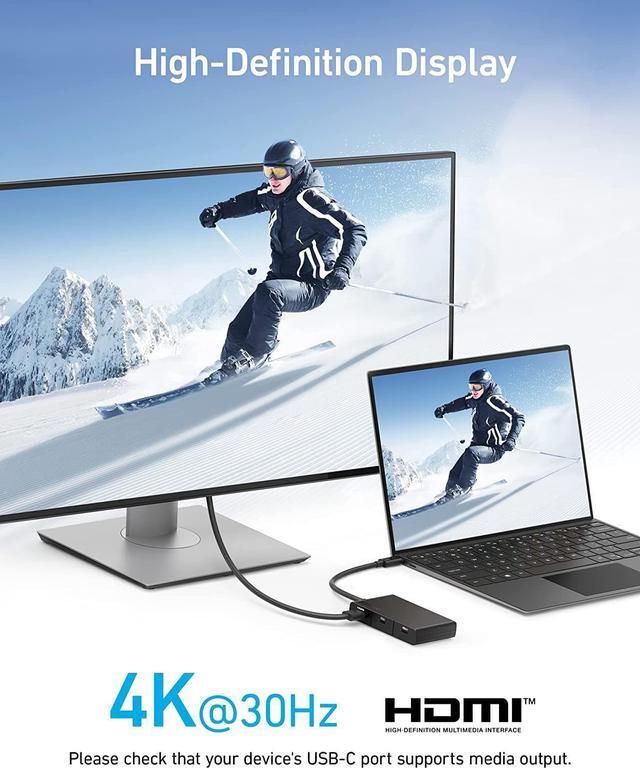 Alt view image 4 of 6 - Anker USB C Hub, 332 USB-C Hub (5-in-1, 4K HDMI) with 100W Power Delivery, 4K@30Hz HDMI Display, 5Gbps USB-C and USB-A Data Ports for MacBook, iPad, Lenovo, Dell, HP Laptops, and More (Black)