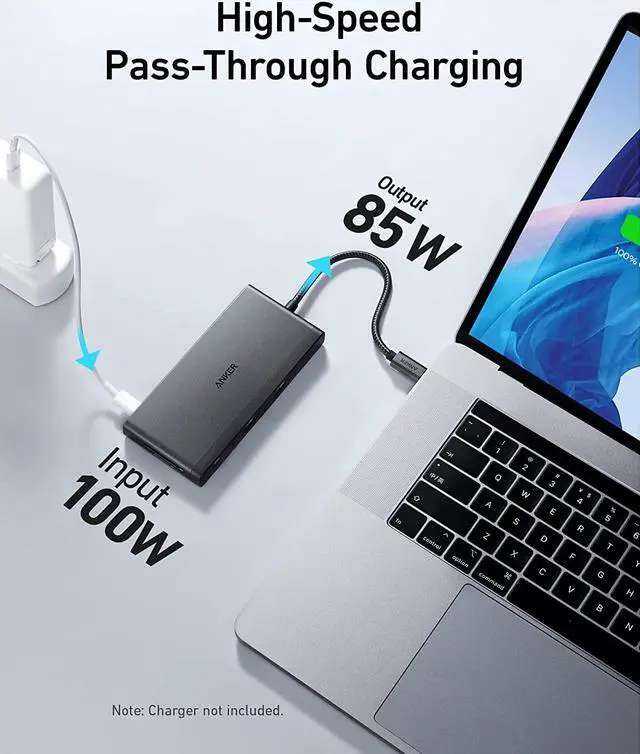 Alt view image 5 of 6 - Anker USB C Hub, 552 USB-C Hub (9-in-1, 4K HDMI) with 100W Power Delivery, 4K@30Hz HDMI, 4 USB-C and USB-A Data Ports, Ethernet and SD/microSD Card Slot for MacBook, HP, Dell Laptops, and More