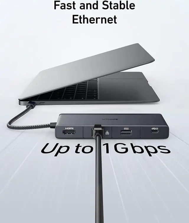 Alt view image 6 of 6 - Anker USB C Hub, 552 USB-C Hub (9-in-1, 4K HDMI) with 100W Power Delivery, 4K@30Hz HDMI, 4 USB-C and USB-A Data Ports, Ethernet and SD/microSD Card Slot for MacBook, HP, Dell Laptops, and More