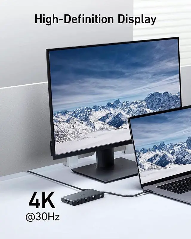 Alt view image 3 of 6 - Anker USB C Hub, 552 USB-C Hub (9-in-1, 4K HDMI) with 100W Power Delivery, 4K@30Hz HDMI, 4 USB-C and USB-A Data Ports, Ethernet and SD/microSD Card Slot for MacBook, HP, Dell Laptops, and More