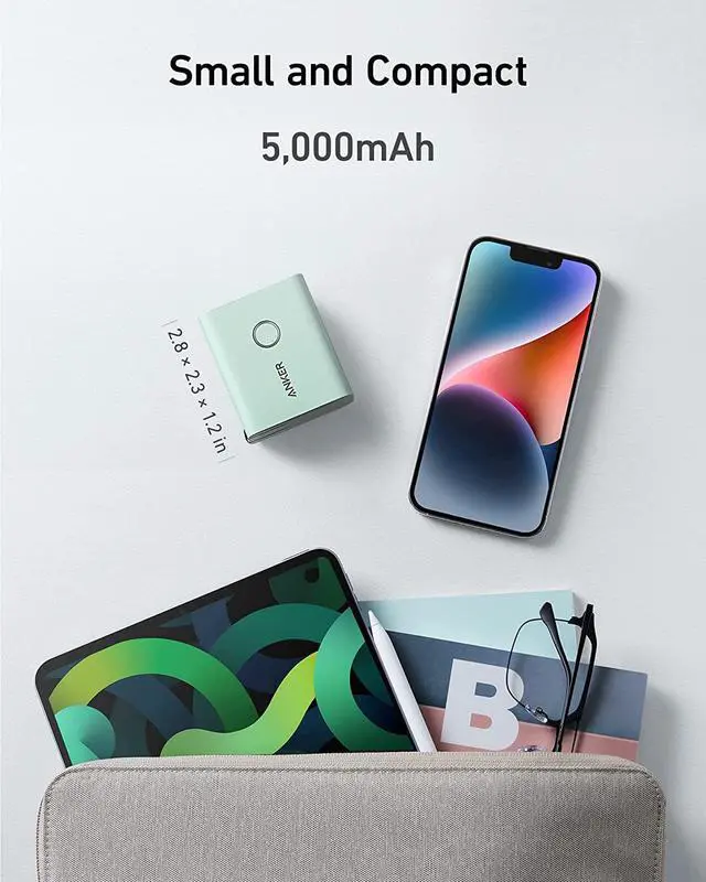 Alt view image 6 of 6 - Anker 45W Wall Charger with 5,000mAh 20W Portable Charger, 521 Power Bank (PowerCore Fusion), Dual-Port USB-C for iPhone 14/13 Series, iPad Pro, AirPods, Apple Watch