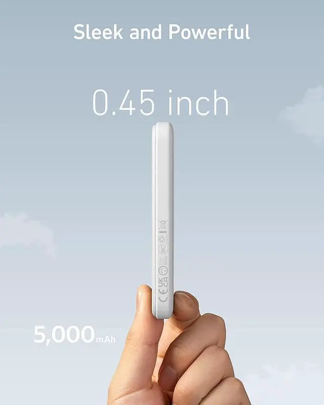 Alt view image 7 of 7 - 621 Magnetic Portable Charger (MagGo) 5 000mAh Wireless Power Bank with USB-C Cable Magsafe-Compatible Battery Pack for iPhone 16 /15/14/13/12 Series