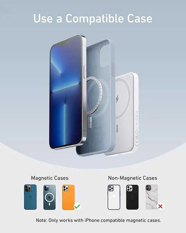 Alt view image 6 of 7 - 621 Magnetic Portable Charger (MagGo) 5 000mAh Wireless Power Bank with USB-C Cable Magsafe-Compatible Battery Pack for iPhone 16 /15/14/13/12 Series