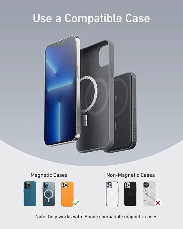 Alt view image 6 of 6 - Anker 621 Magnetic Battery (MagGo), 5000mAh Magnetic Wireless Portable Charger with USB-C Cable, Only Compatible with iPhone 14/14 Pro/14 Pro Max, 13/12 Series