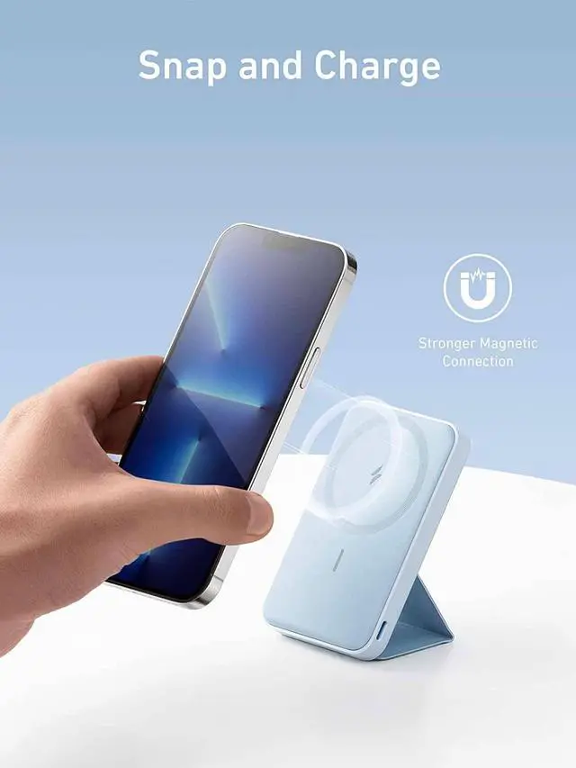 Alt view image 2 of 7 - Anker 622 Magnetic Battery (MagGo) Upgraded Version, 5,000mAh Foldable Magnetic Wireless Portable Charger and USB-C (On The Side), Only for iPhone 14/13/12 Series