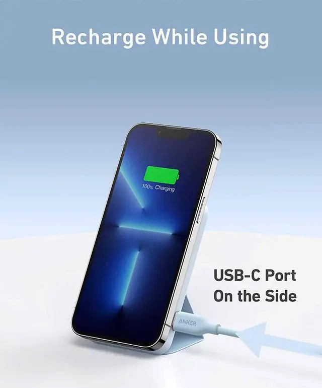 Alt view image 6 of 7 - Anker 622 Magnetic Battery (MagGo) Upgraded Version, 5,000mAh Foldable Magnetic Wireless Portable Charger and USB-C (On The Side), Only for iPhone 14/13/12 Series