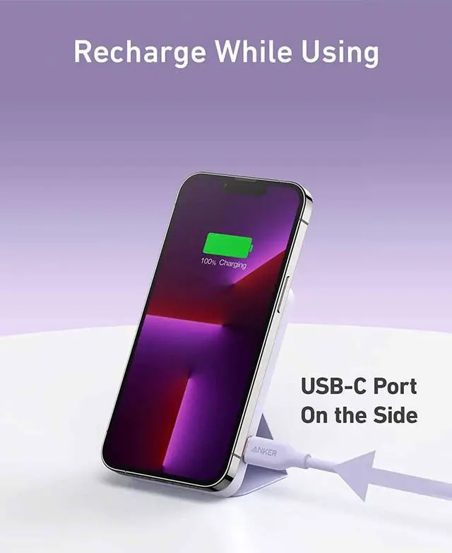 Alt view image 6 of 7 - Anker 622 Magnetic Battery (MagGo) Upgraded Version, 5,000mAh Foldable Magnetic Wireless Portable Charger and USB-C (On The Side), Only for iPhone 14/13/12 Series