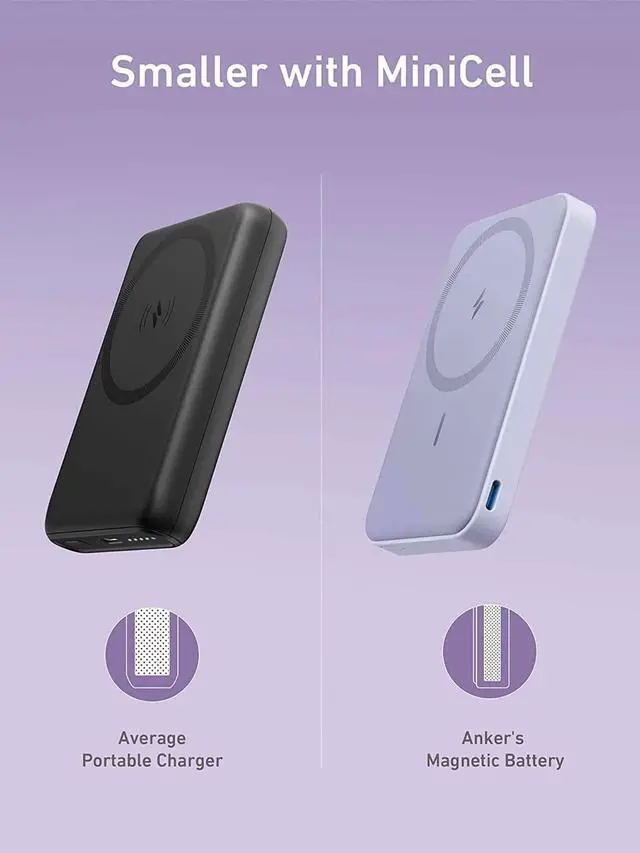 Alt view image 7 of 7 - Anker 622 Magnetic Battery (MagGo) Upgraded Version, 5,000mAh Foldable Magnetic Wireless Portable Charger and USB-C (On The Side), Only for iPhone 14/13/12 Series