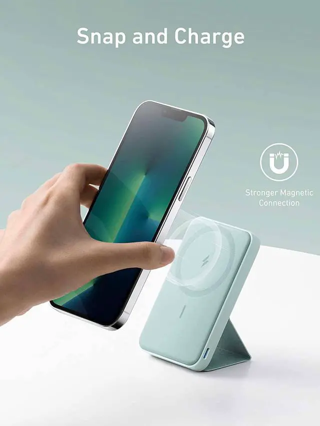 Alt view image 2 of 7 - Anker 622 Magnetic Battery (MagGo) Upgraded Version, 5,000mAh Foldable Magnetic Wireless Portable Charger and USB-C (On The Side), Only for iPhone 14/13/12 Series