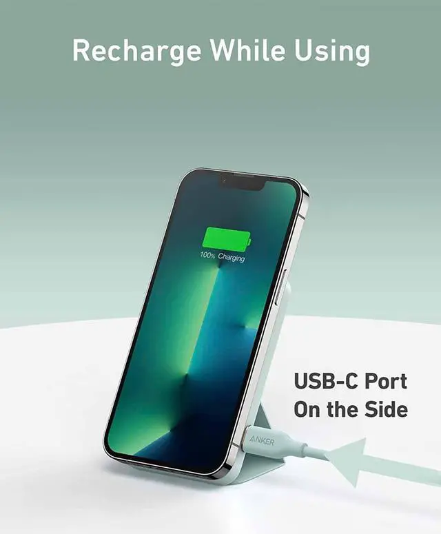 Alt view image 6 of 7 - Anker 622 Magnetic Battery (MagGo) Upgraded Version, 5,000mAh Foldable Magnetic Wireless Portable Charger and USB-C (On The Side), Only for iPhone 14/13/12 Series