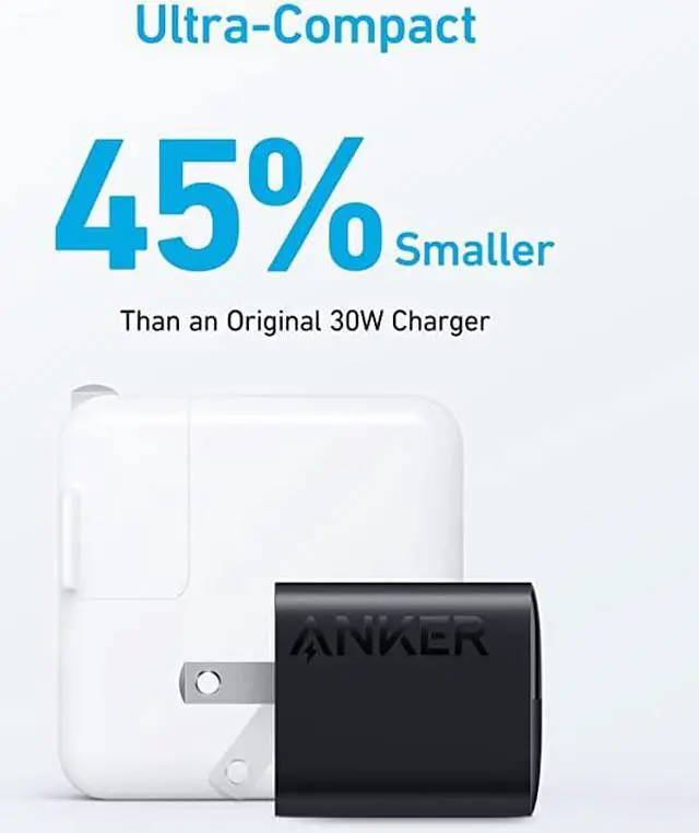 Alt view image 4 of 6 - USB C Charger 33W, Anker 323 Charger, 2 Port Compact Charger with Foldable Plug for iPhone 14/14 Plus/14 Pro/14 Pro Max/13/12, Pixel, Galaxy, iPad/iPad Mini and More (Cable Not Included) - Black