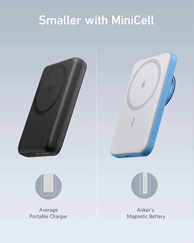 Alt view image 7 of 7 - Anker 622 Magnetic Battery (MagGo with PopSockets Grip), 5,000mAh Portable Charger with Swappable PopGrip and Stand, USB-C for iPhone 14/13/12 Series (Blue)