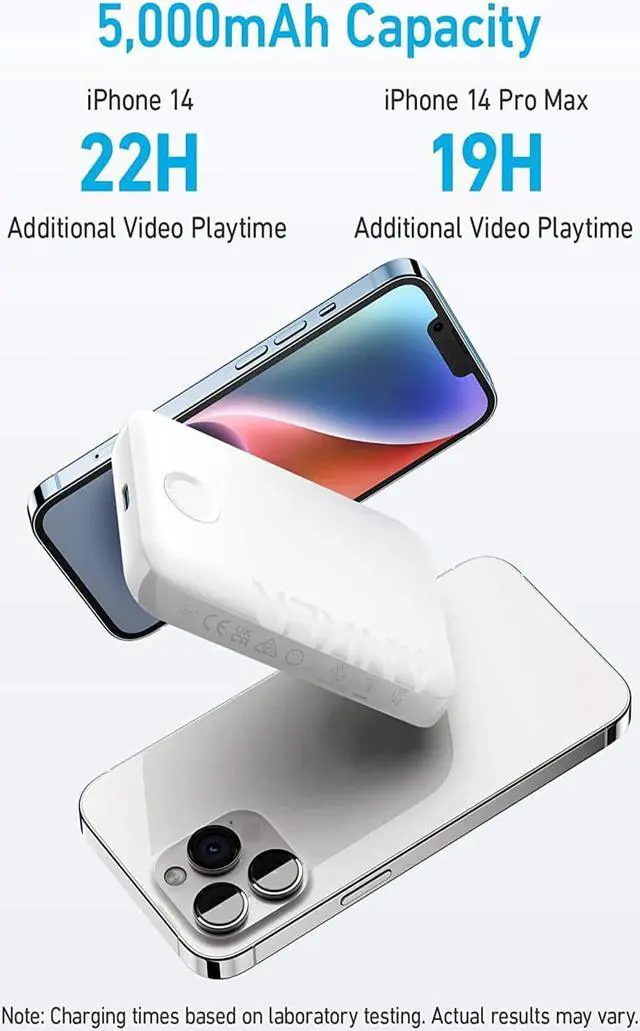 Alt view image 3 of 6 - Anker 321 MagGo Battery (PowerCore Magnetic 5K), 5,000mAh Magnetic Wireless Portable Charger, Compatible with iPhone 15/15 Plus/15 Pro/15 Pro Max, iPhone 14/13/12 Series (White)