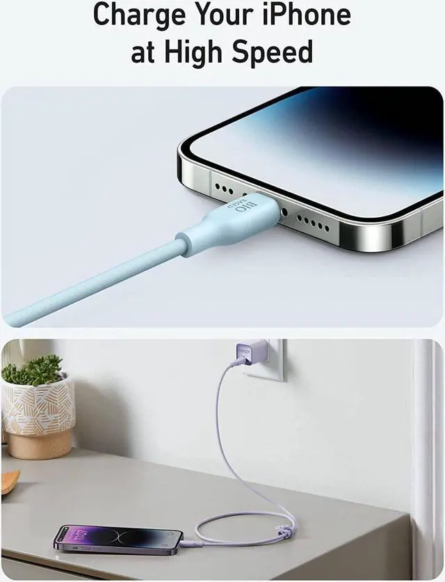 Alt view image 6 of 6 - Anker USB-C to Lightning Cable, 541 Cable (Misty Blue, 3ft), MFi Certified, Bio-Based Fast Charging Cable for iPhone 14 14pro 14pro Max 13 13 Pro 12 11 X XS XR 8 Plus (Charger Not Included)