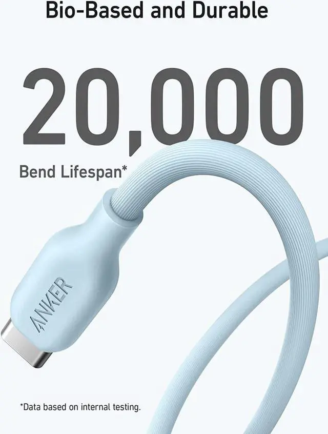 Alt view image 4 of 6 - Anker USB-C to Lightning Cable, 541 Cable (Misty Blue, 3ft), MFi Certified, Bio-Based Fast Charging Cable for iPhone 14 14pro 14pro Max 13 13 Pro 12 11 X XS XR 8 Plus (Charger Not Included)
