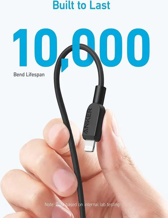 Alt view image 3 of 5 - Anker USB C to Lightning Cable, 310 USB-C to Lightning Cable(Black, 3ft), MFi Certified, Fast Charging Cable for iPhone 14 Plus 14 14 Pro Max 13 13 Pro 12 11 X XS XR (Charger Not Included)