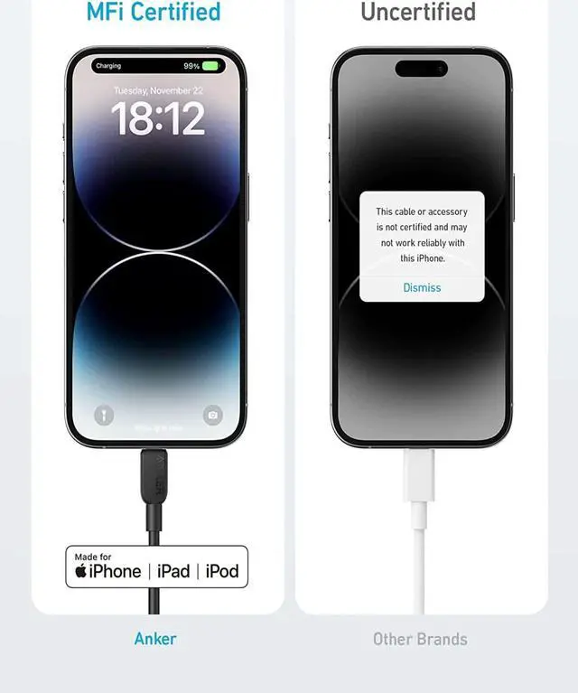 Alt view image 4 of 5 - Anker USB C to Lightning Cable, 310 USB-C to Lightning Cable(Black, 3ft), MFi Certified, Fast Charging Cable for iPhone 14 Plus 14 14 Pro Max 13 13 Pro 12 11 X XS XR (Charger Not Included)