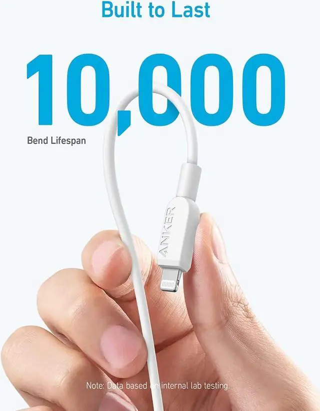 Alt view image 3 of 5 - Anker USB C to Lightning Cable, 310 USB-C to Lightning Cable(White, 3ft), MFi Certified, Fast Charging Cable for iPhone 14 Plus 14 14 Pro Max 13 13 Pro 12 11 X XS XR (Charger Not Included)