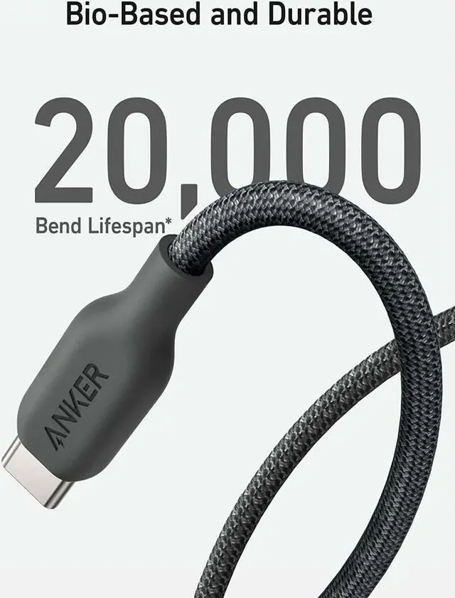 Alt view image 6 of 6 - Anker USB C to USB C Cable (240W, 6ft), Bio-Braided USB C Charger Cable, for iPhone 15/15 Plus/ 15 Pro/ 15 Pro Max, MacBook Pro 2020, iPad Pro 2020, iPad Air 4, Samsung Galaxy S23 (Phantom Black)