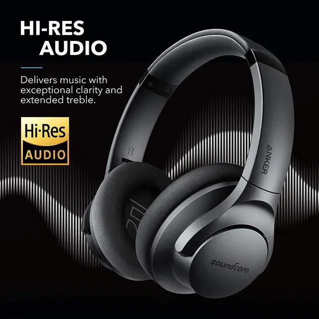 Alt view image 2 of 12 - Anker Soundcore Life Q20 Hybrid Active Noise Cancelling Headphones, Wireless Over Ear Bluetooth Headphones with 40H Playtime, Hi-Res Audio, Deep Bass, Memory Foam Ear Cups and Headband for Travel, Work