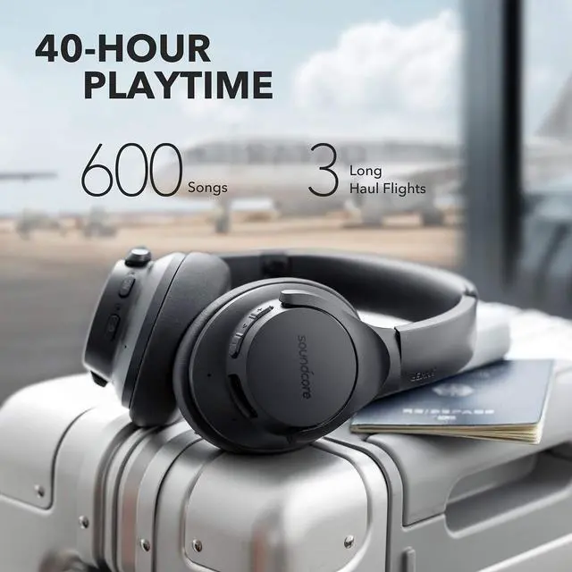 Alt view image 5 of 12 - Anker Soundcore Life Q20 Hybrid Active Noise Cancelling Headphones, Wireless Over Ear Bluetooth Headphones with 40H Playtime, Hi-Res Audio, Deep Bass, Memory Foam Ear Cups and Headband for Travel, Work