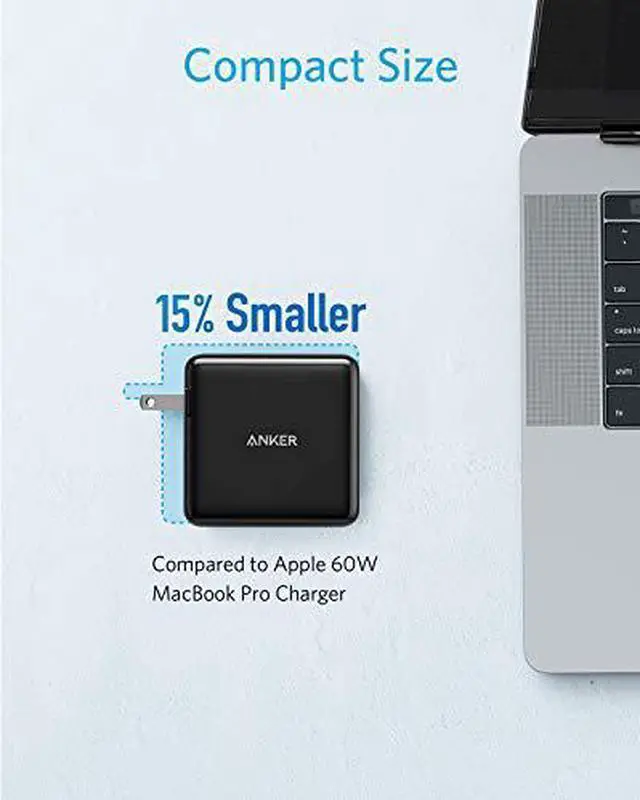 Alt view image 6 of 7 - USB C Charger, Anker 60W PIQ 3.0 & GaN Tech Dual Port Charger, PowerPort Atom III (2 Ports) Travel Charger with a 45W USB C Port, for USB-C Laptops, MacBook, iPad Pro, iPhone, Galaxy, Pixel and More