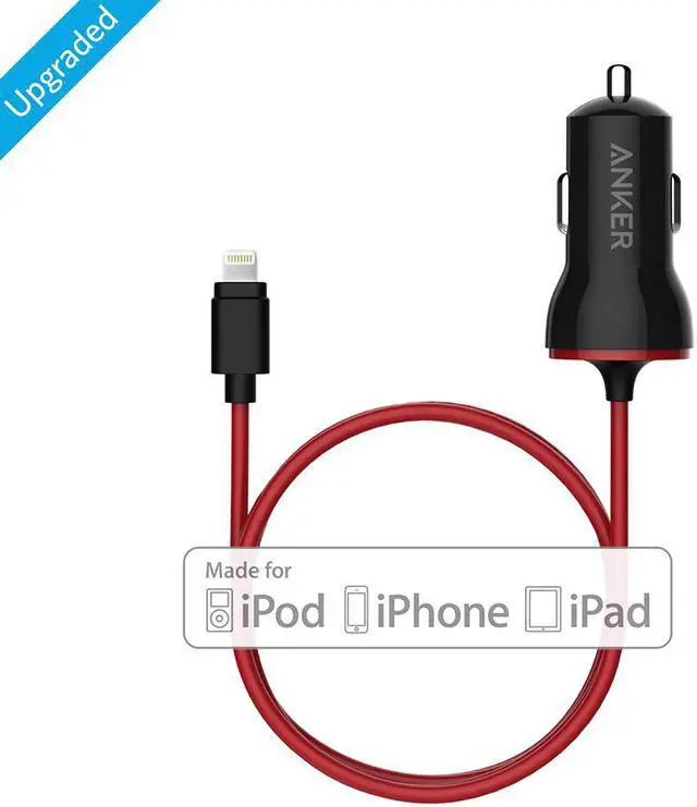 Alt view image 2 of 7 - iPhone Car Charger, Anker 12W 5V Lightning Car Charger [Mfi-Certified], PowerDrive Car Charger with 3ft Apple Certified Cable, for iPhone XS/Max/XR/X/8/7/6/Plus, iPad Pro/Air 2/Mini, and More