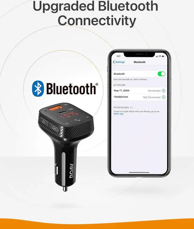Alt view image 6 of 7 - Anker Roav SmartCharge T2 Bluetooth FM Transmitter for Car, Audio Adapter and Receiver, Car Charger, Power IQ 3.0, Bluetooth 5.0, Wireless Calling, Noise Cancellation