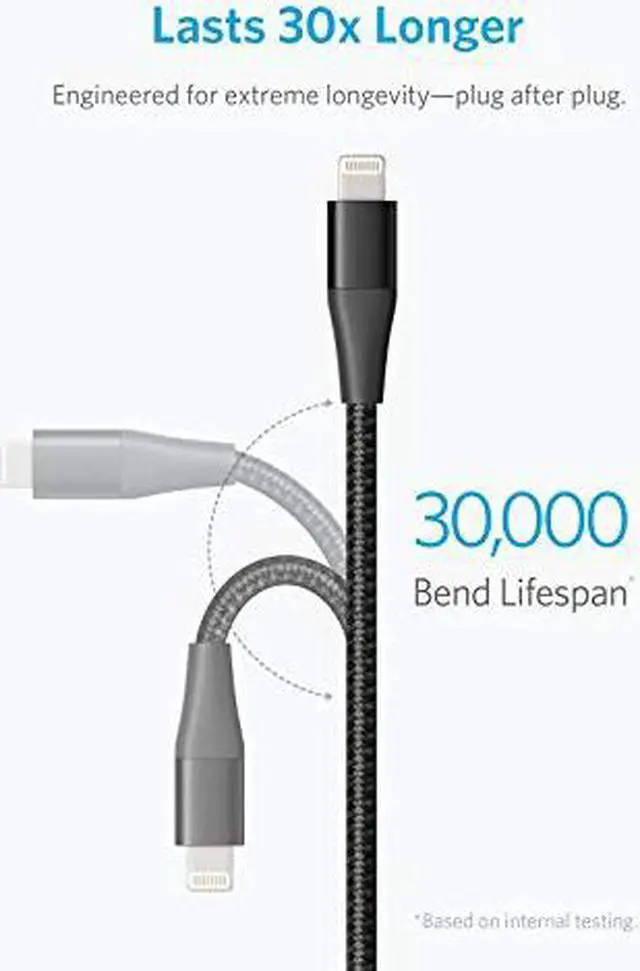Alt view image 2 of 7 - Anker Powerline+ II Lightning Cable (6ft), MFi Certified for Flawless Compatibility with iPhone 11/11 Pro/11 Pro Max/Xs/XS Max/XR/X / 8/8 Plus / 7/7 Plus / 6/6 Plus / 5/5S and More