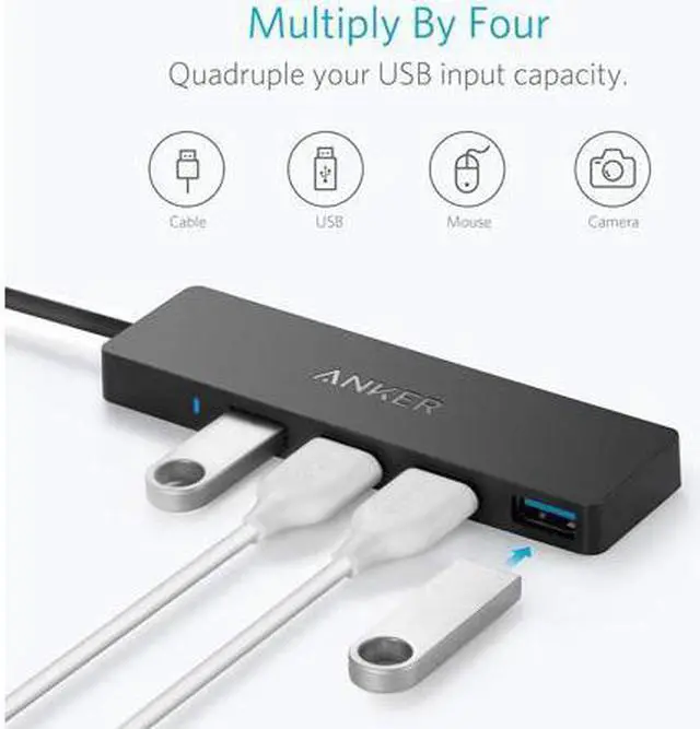 Alt view image 5 of 7 - Anker 4-Port USB 3.0 Ultra Slim Data Hub for Macbook, Mac Pro/mini, iMac, Surface Pro, XPS, Notebook PC, USB Flash Drives, Mobile HDD, and More