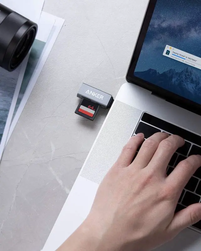 Alt view image 7 of 7 - Anker SD Card Reader, 2-in-1 USB C Memory Card Reader for SDXC, SDHC, SD, MMC, RS-MMC, Micro SDXC, Micro SD, Micro SDHC Card, and UHS-I Cards