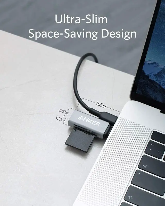 Alt view image 4 of 7 - Anker SD Card Reader, 2-in-1 USB C Memory Card Reader for SDXC, SDHC, SD, MMC, RS-MMC, Micro SDXC, Micro SD, Micro SDHC Card, and UHS-I Cards