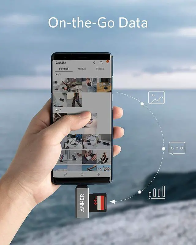 Alt view image 5 of 7 - Anker SD Card Reader, 2-in-1 USB C Memory Card Reader for SDXC, SDHC, SD, MMC, RS-MMC, Micro SDXC, Micro SD, Micro SDHC Card, and UHS-I Cards