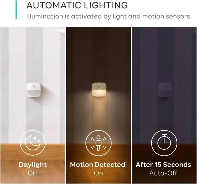 Alt view image 3 of 7 - eufy by Anker, Lumi Stick-On Night Light, Warm White LED, Motion Sensor, Bedroom, Bathroom, Kitchen, Hallway, Stairs, Energy Efficient, Compact, 3-pack