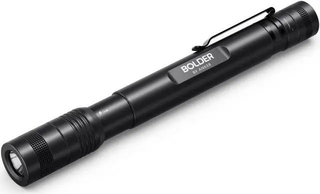Main image of Anker Rechargeable Bolder P2 LED Pen Flashlight, 120 Lumens, IPX5 Water-Resistant, 900mAh NiMH Battery ×2 Included, 2 Modes (High Beam, Low Beam)