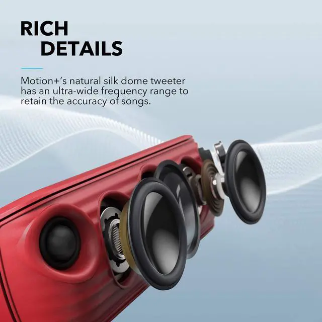 Alt view image 5 of 7 - Anker Soundcore Motion+ Bluetooth Speaker with Hi-Res 30W Audio, Extended Bass and Treble, Wireless HiFi Portable Speaker with App, Customizable EQ, 12-Hour Playtime, IPX7 Waterproof, and USB-C