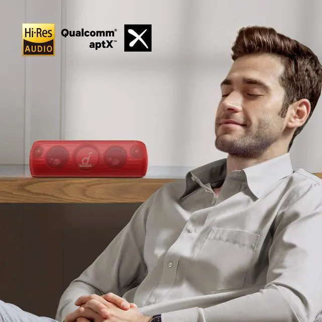 Alt view image 2 of 7 - Anker Soundcore Motion+ Bluetooth Speaker with Hi-Res 30W Audio, Extended Bass and Treble, Wireless HiFi Portable Speaker with App, Customizable EQ, 12-Hour Playtime, IPX7 Waterproof, and USB-C