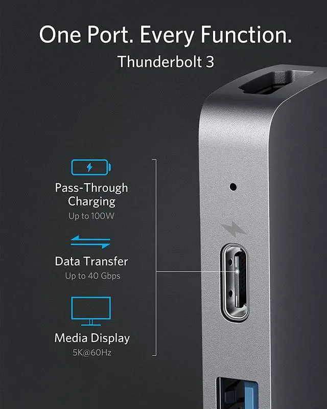 Alt view image 5 of 17 - Anker USB C Hub for MacBook, PowerExpand Direct 7-in-2 USB C Adapter, with Thunderbolt 3 USB C Port (100W Power Delivery), 4K HDMI Port, USB C and USB A 3.0 Data Ports, SD and microSD Card Reader