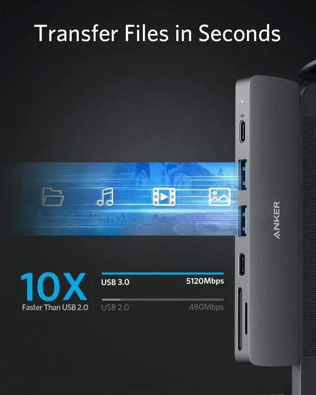 Alt view image 7 of 17 - Anker USB C Hub for MacBook, PowerExpand Direct 7-in-2 USB C Adapter, with Thunderbolt 3 USB C Port (100W Power Delivery), 4K HDMI Port, USB C and USB A 3.0 Data Ports, SD and microSD Card Reader
