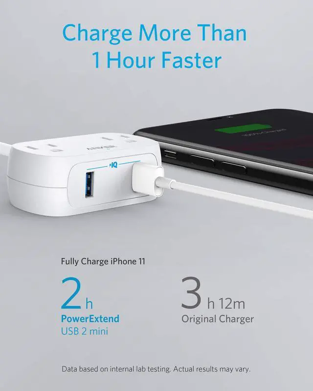 Alt view image 4 of 7 - Anker Power Strip with USB PowerExtend USB 2 mini, 2 Outlets, and 2 USB Ports, Flat Plug, 5 ft Extension Cord, Safety System for Travel, Desk, and Home Office