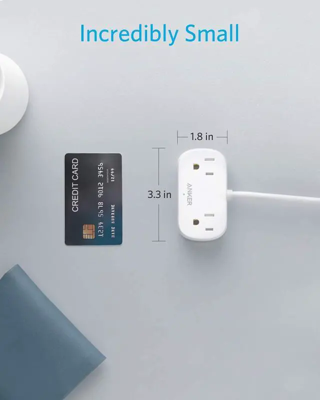Alt view image 3 of 7 - Anker Power Strip with USB PowerExtend USB 2 mini, 2 Outlets, and 2 USB Ports, Flat Plug, 5 ft Extension Cord, Safety System for Travel, Desk, and Home Office