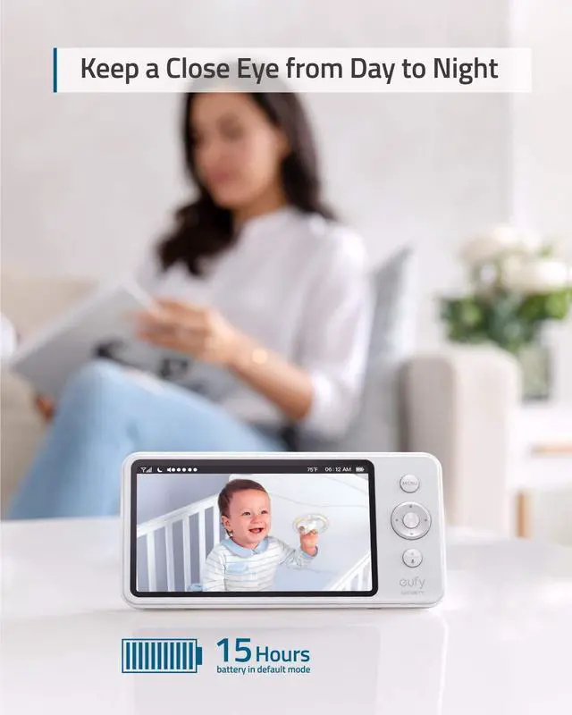 Alt view image 5 of 6 - Video Baby Monitor, eufy Security Video Baby Monitor with Camera and Audio, 720p HD Resolution, Ideal for New Moms, 5 inch Display, 110° Wide-Angle Lens Included, Night Vision