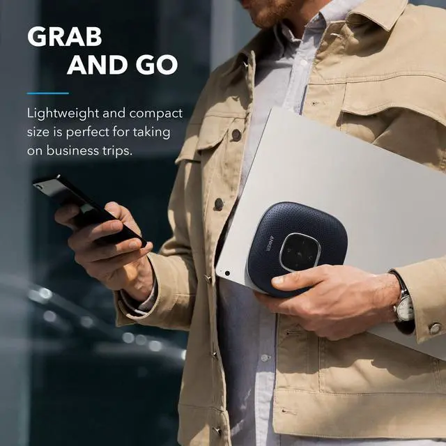 Alt view image 7 of 8 - Anker PowerConf Bluetooth Speakerphone with 6 Microphones, Enhanced Voice Pickup, 24 Hour Call Time, Bluetooth 5, USB C, Conference Speaker Compatible with Leading Platforms, PowerIQ Technology