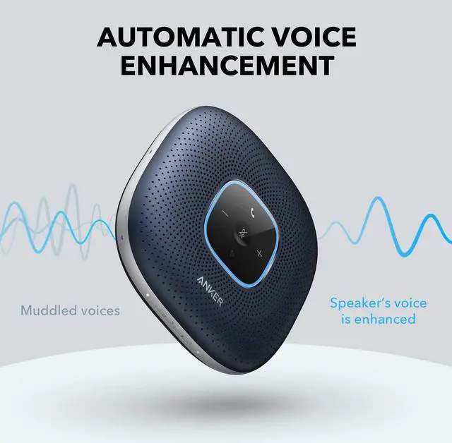 Alt view image 4 of 8 - Anker PowerConf Bluetooth Speakerphone with 6 Microphones, Enhanced Voice Pickup, 24 Hour Call Time, Bluetooth 5, USB C, Conference Speaker Compatible with Leading Platforms, PowerIQ Technology