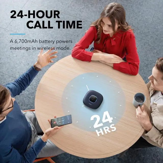 Alt view image 6 of 8 - Anker PowerConf Bluetooth Speakerphone with 6 Microphones, Enhanced Voice Pickup, 24 Hour Call Time, Bluetooth 5, USB C, Conference Speaker Compatible with Leading Platforms, PowerIQ Technology