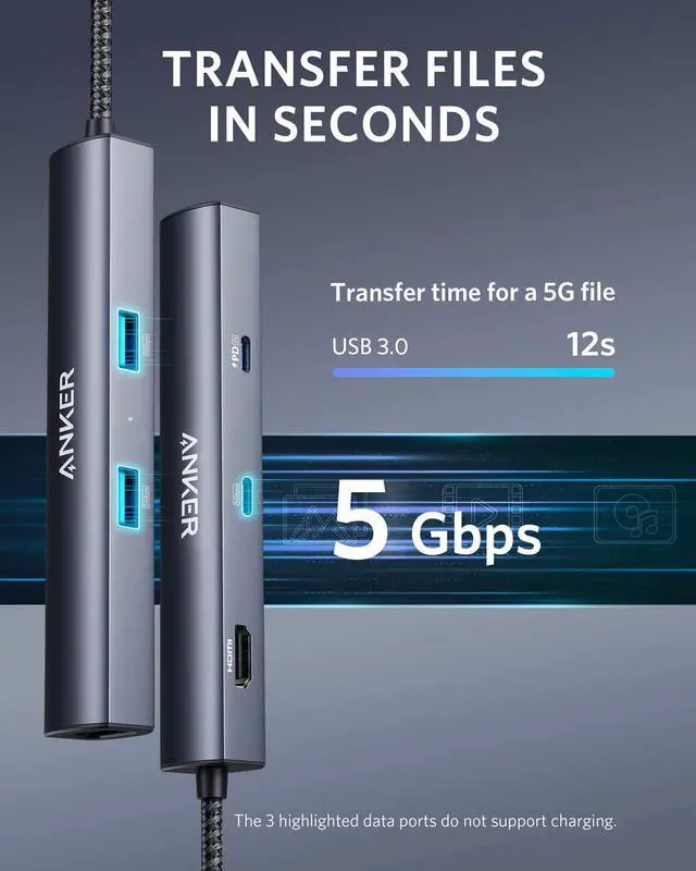 Alt view image 5 of 7 - Anker USB C Hub, PowerExpand 6-in-1 USB C PD Ethernet Hub with 65W Power Delivery, 4K HDMI, 1Gbps Ethernet, USB-C Data Port, 2 USB 3.0 Data Ports, for MacBook Pro, MacBook Air, iPad Pro, XPS, and More