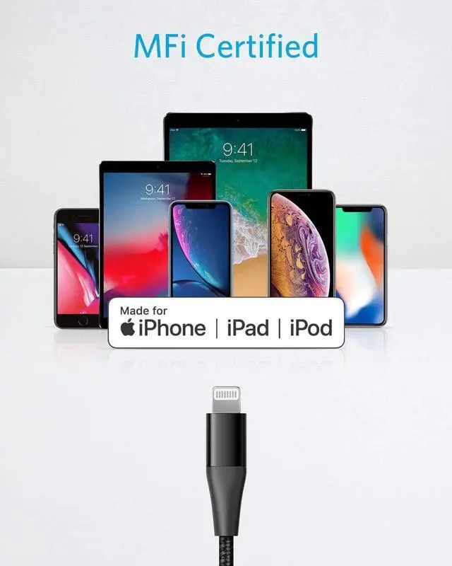 Alt view image 4 of 6 - Anker iPhone 12 Charger, USB C to Lightning Cable [6ft Apple Mfi Certified] Powerline+ II Nylon Braided Cable for iPhone 12/Mini/ 11/11 Pro/11 Pro Max/X/XS/XR/XS Max/8/8 Plus, Supports Power Delivery