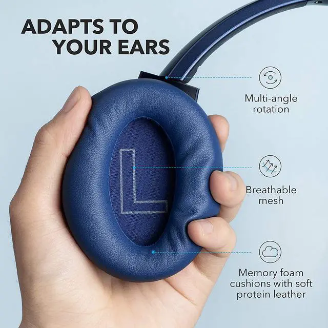 Alt view image 7 of 7 - Anker Soundcore Life Q20 Hybrid Active Noise Cancelling Headphones, Wireless Over Ear Bluetooth Headphones with 40H Playtime, Hi-Res Audio, Deep Bass, Memory Foam Ear Cups and Headband for Travel,Work