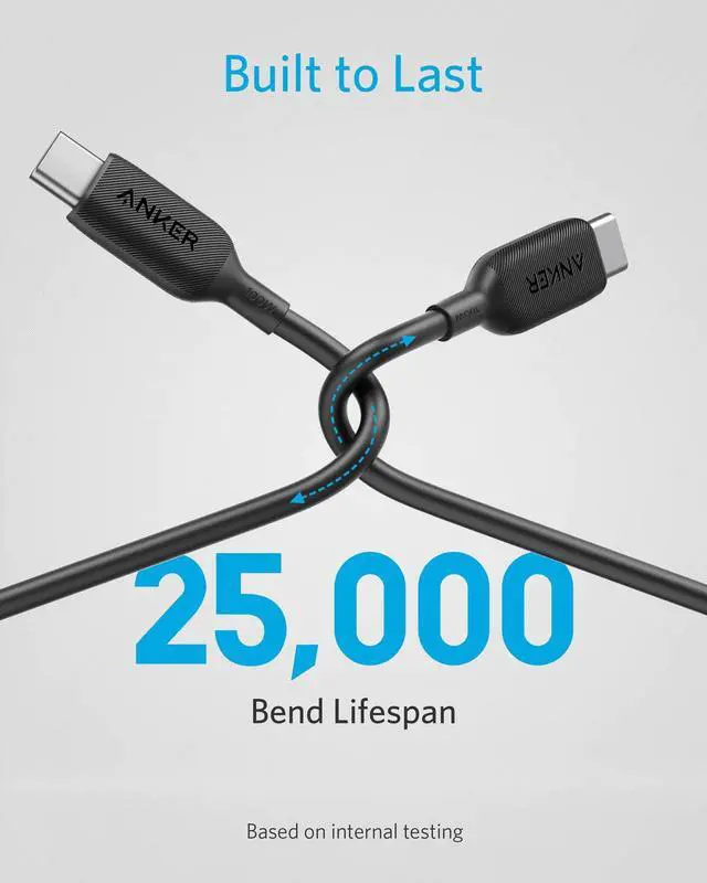 Alt view image 5 of 7 - USB C Cable 100W 6ft, Anker Powerline III USB C to USB C Charger Cable 2.0, Type C Charging Cable for MacBook Pro 2020, iPad Pro 2020, iPad Air 4, Galaxy S20 Plus S9 S8, Pixel, Switch, LG V20