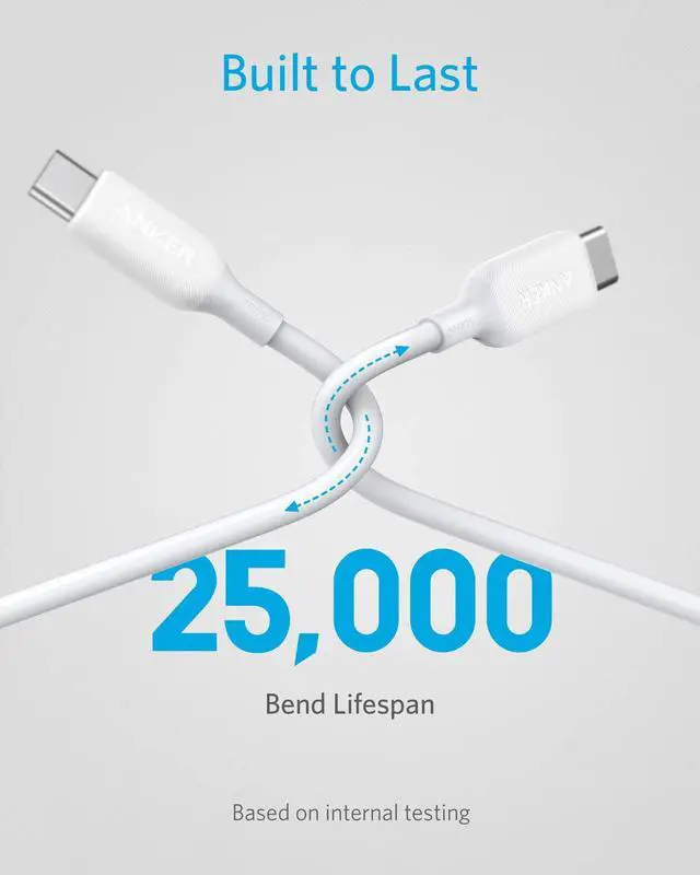 Alt view image 5 of 7 - USB C Cable 100W 6ft, Anker Powerline III USB C to USB C Charger Cable 2.0, Type C Charging Cable for MacBook Pro 2020, iPad Pro 2020, iPad Air 4, Galaxy S20 Plus S9 S8, Pixel, Switch, LG V20